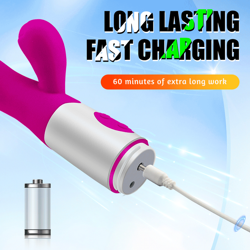 Dildo ricaricabile, vibratore a coniglio, doppia vibrazione, massaggiatore per punto G, AV stick, giocattoli sessuali per donne e donne_voghion.com