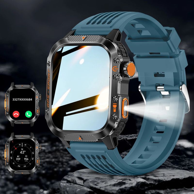 Montre connectée sport pour homme : double GPS, appels sans fil, 3 ATM, lampe torche LED et boussole_voghion.com