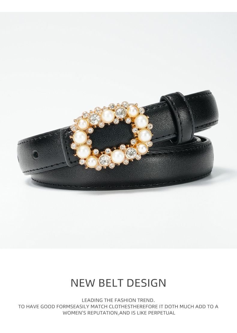 Smooth Buckle New Pant Dress Decorative Skirt Versatile Thin Belt Women's_voghion.com