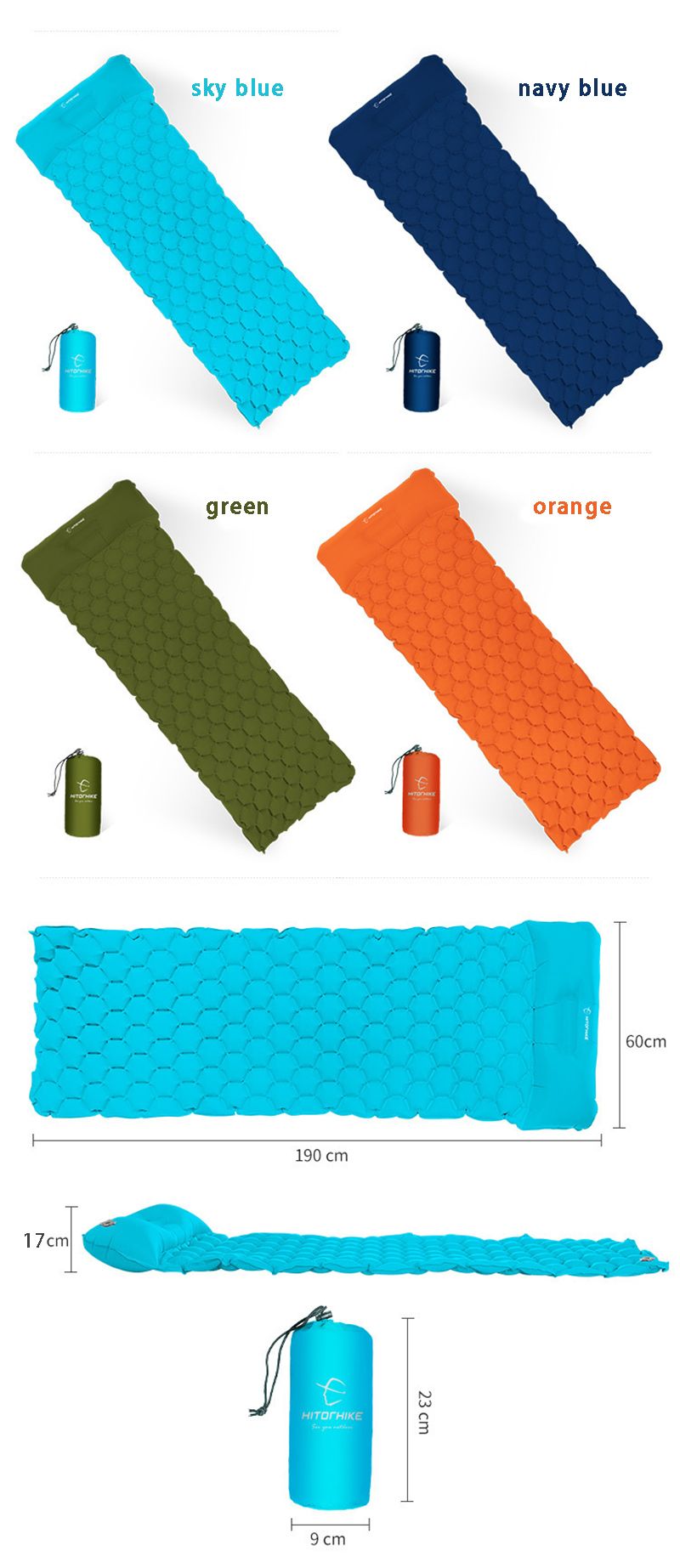 Ultralight Camp Pad with Pillow Lightweight Iatable & Compact Camping Air Mattress for Backpacking Hiking_voghion.com