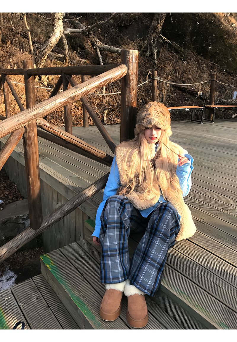 Lightweight Cotton Sleeveless Jacket For Women Autumn Winter Furry Warm Outerwear Vest_voghion.com