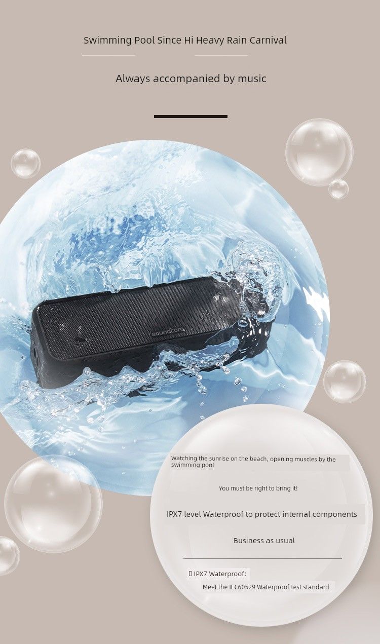 Anker Anke Wide Soundcore 3 Wireless Bluetooth Speaker Waterproof Outdoor Box Small Portable Loud Sound_voghion.com