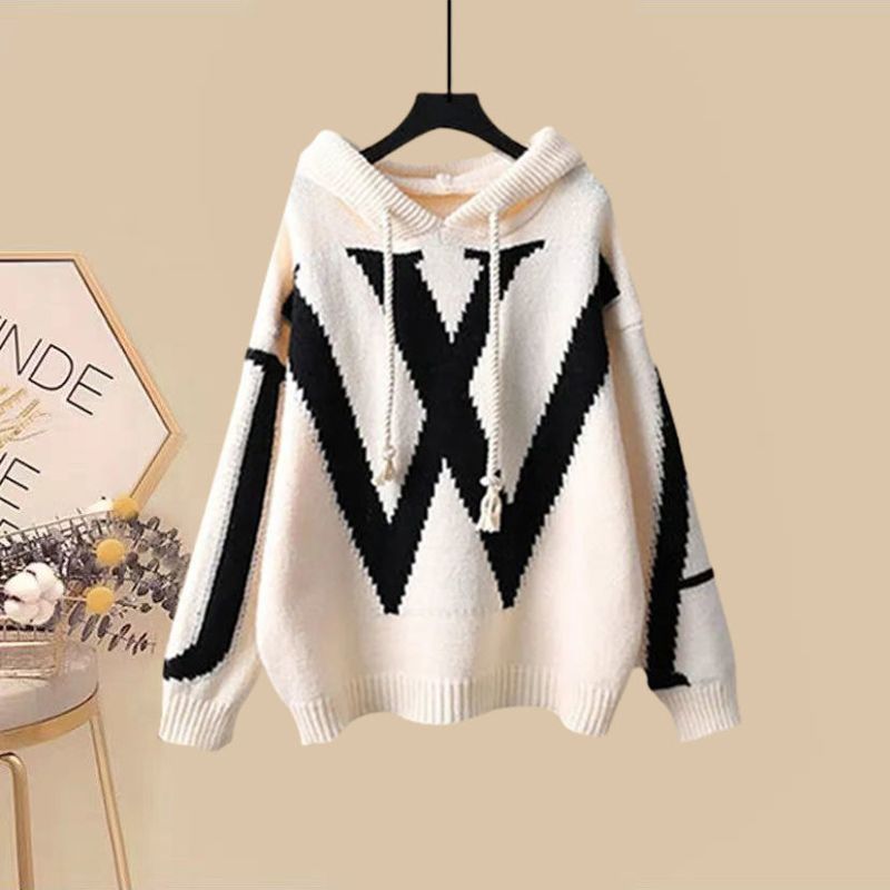 Women's Plus Size Knit Sweater & Flared Pants Two-Piece Set - Slimming Autumn Outfit, Casual Comfort & Stylish Coverage_voghion.com