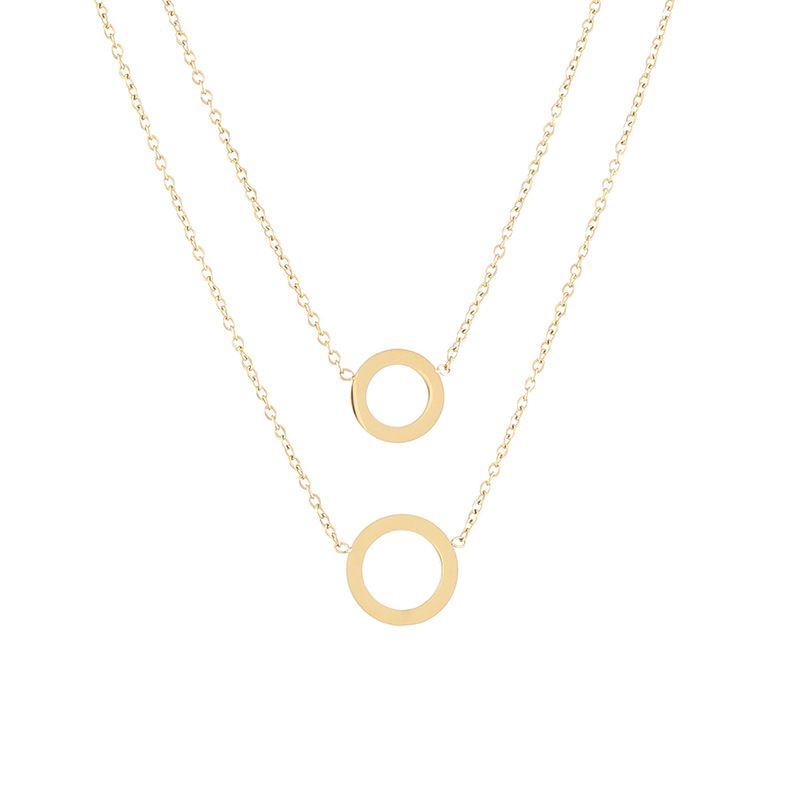 Meichen 2024 Nieuwe dubbellaagse ring voor dames, gepersonaliseerde eenvoudige asymmetrische geometrische hanger, ketting van titaniumstaal_voghion.com