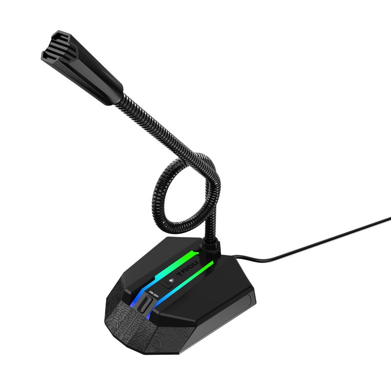 Neie Computer RGB liichtend a biegbar USB MIC Treiber gratis Stëmmchat Videokonferenzmikrofon_voghion.com