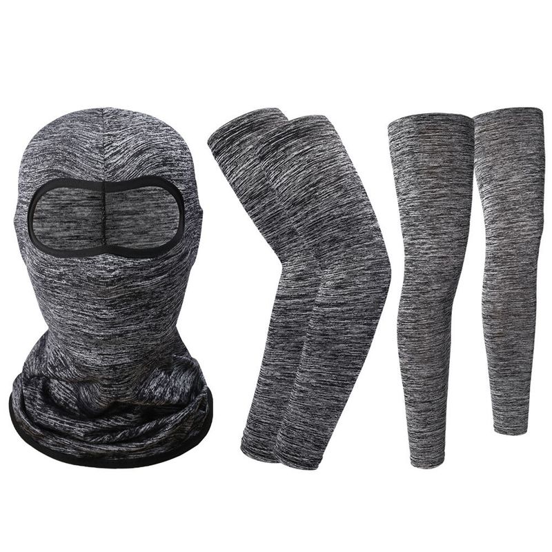 LazyZoom Masque de cyclisme d'été en nylon, ensemble de trois pièces, protection solaire décontractée pour les bras et les jambes en soie, pour sports de plein air_voghion.com