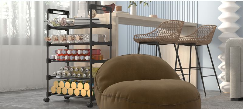 Étagère à chaussures réglable en métal à roulettes – Rangement compact à 3/4/5/6 niveaux avec roulettes 360° (60 cm/45 cm, noir mat)_voghion.com