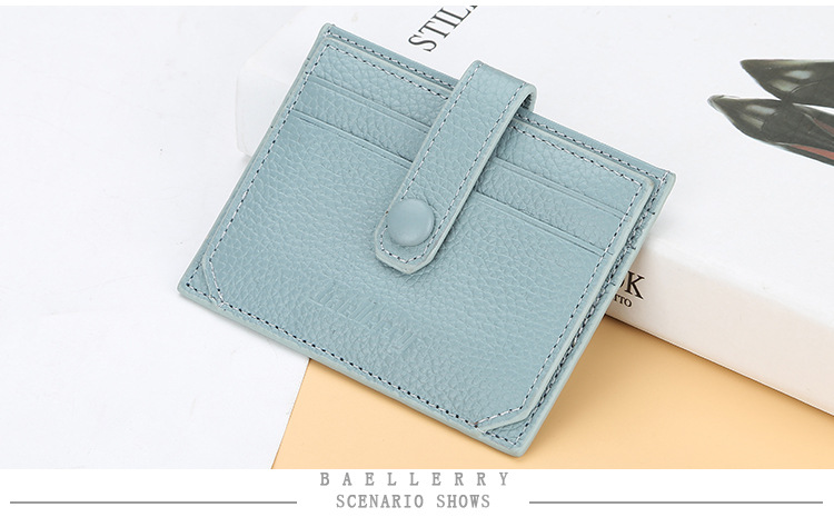 Bolsa de coleta Baellerry com fivela, porta-cartão de carteira de motorista, padrão lichia, compartimento para vários cartões, capa de coleta de couro de primeira camada_voghion.com
