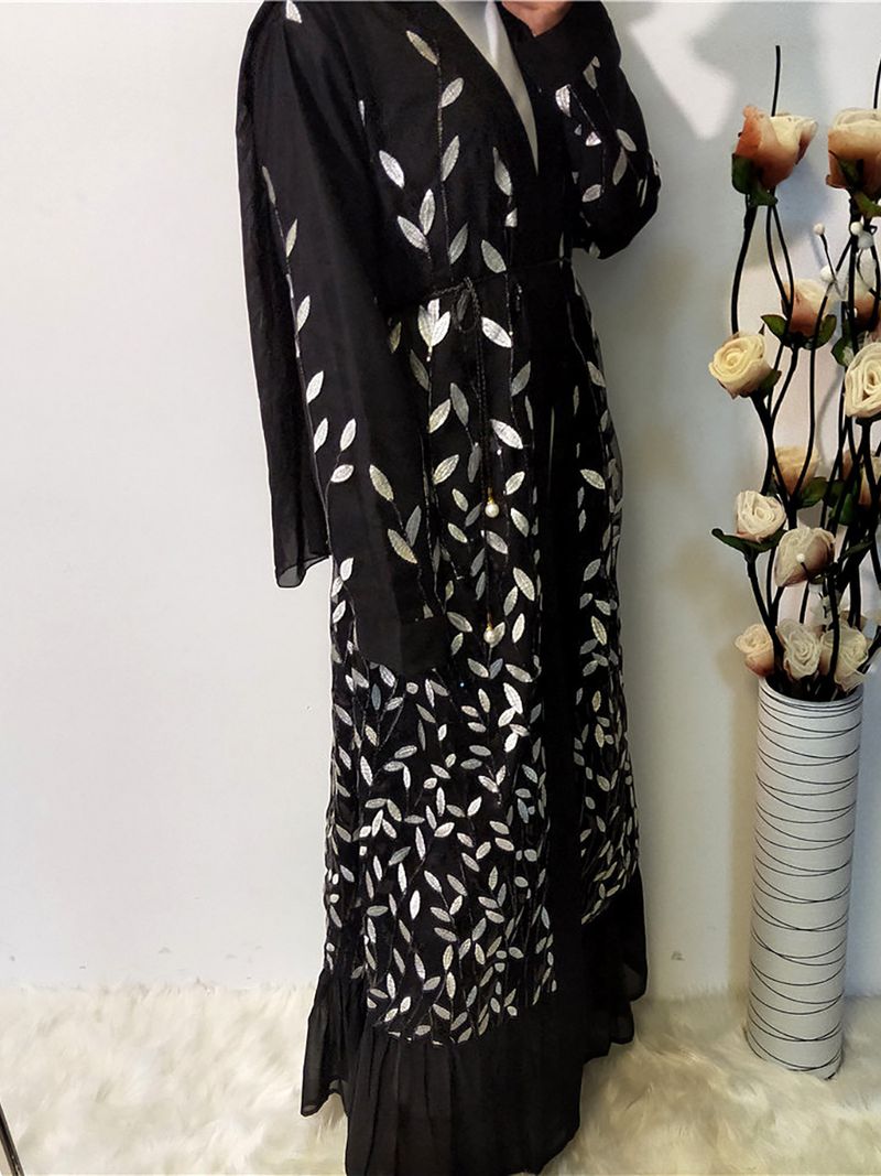 Yeni Abaya Müslüman Modası Pullu Uzun Elbise Hırka Pakistan Kadın Giysileri Fas Elbiseleri Dubai Uzun Kadın Abiye Elbiseleri_voghion.com
