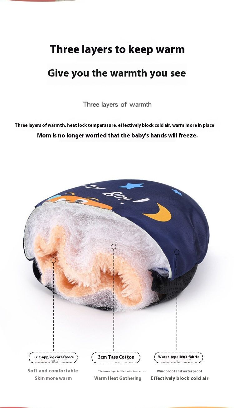 Luvas de esqui para crianças de inverno com lã antiderrapante e grossa adicionada para evitar frio e vento. Luvas quentes de inverno para crianças e bebês_voghion.com