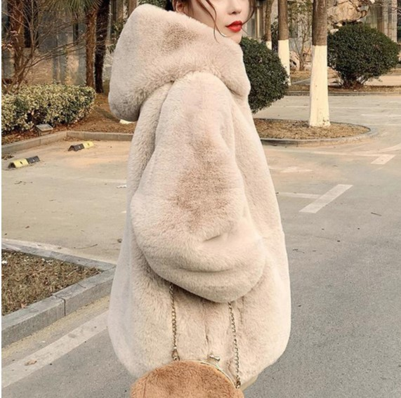 Women's fur imitation fox fur coat long coat long sleeve hooded special clearance_voghion.com