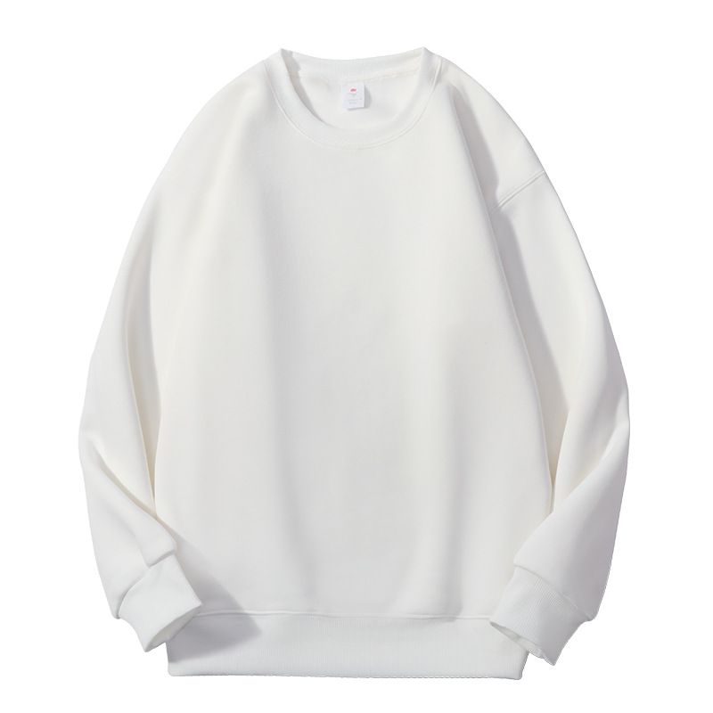 New autumn winter collection with plush and thick round neck hoodie for men, loose fit plus large size long sleeved top,_voghion.com