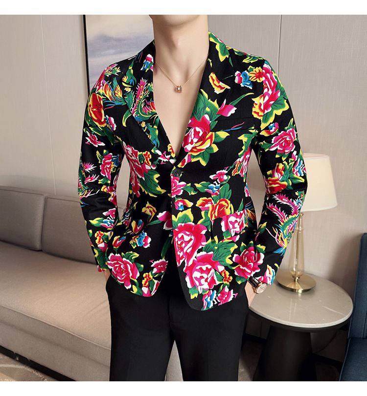 2024 Wiosna Jesień Nowa męska moda i wypoczynek Northeast Big Flower Suit Top Coat_voghion.com