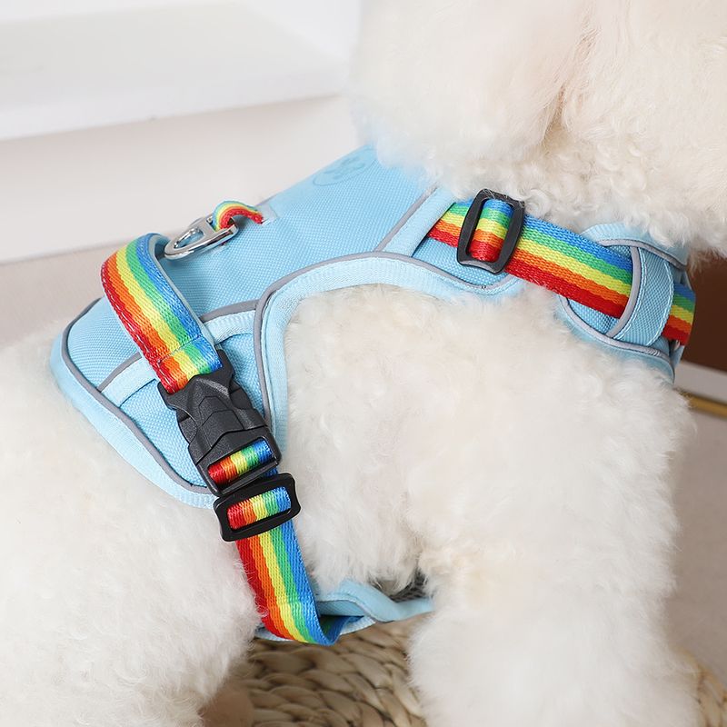Coleira anti-fuga para cachorro, coleira de pelúcia para gato, colete para passear com cachorro, estilo bichon frisé, arnês para áreas externas_voghion.com