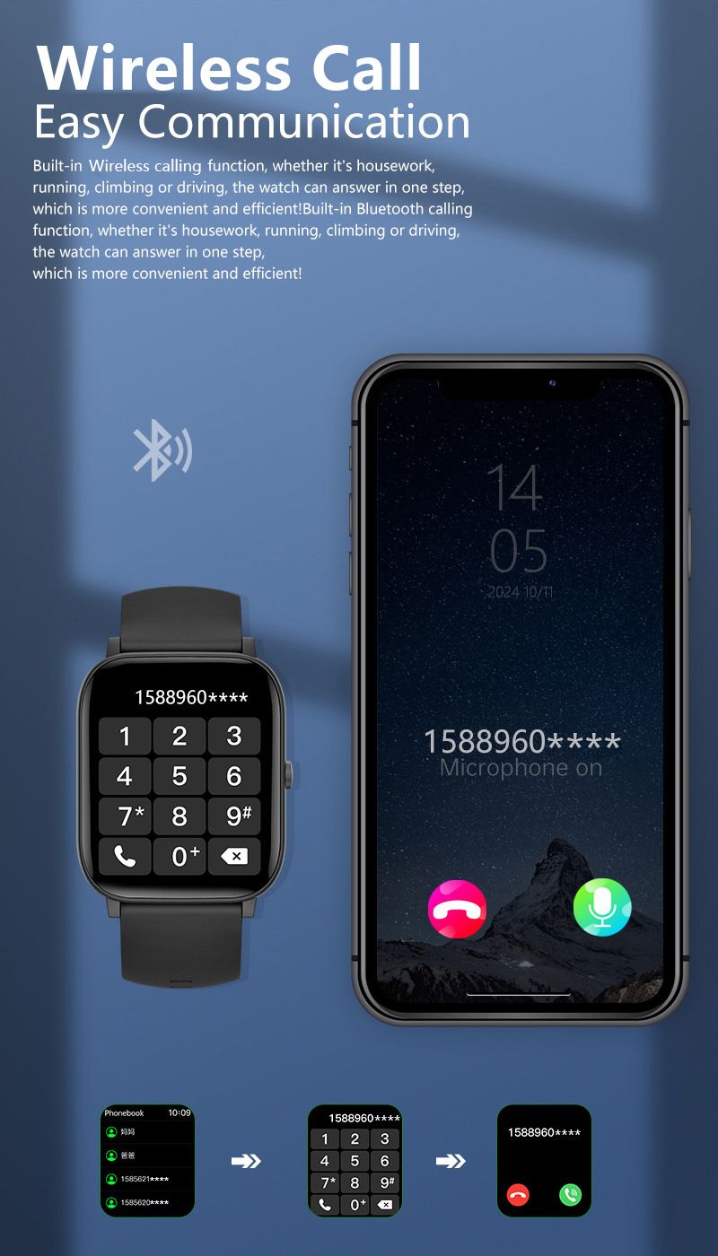 Smart Watch – Bluetooth Calling, Dynamic Island Display, Heart Rate & Blood Pressure Monitor, IP68 Waterproof, 7-Day Battery For Men & Women_voghion.com