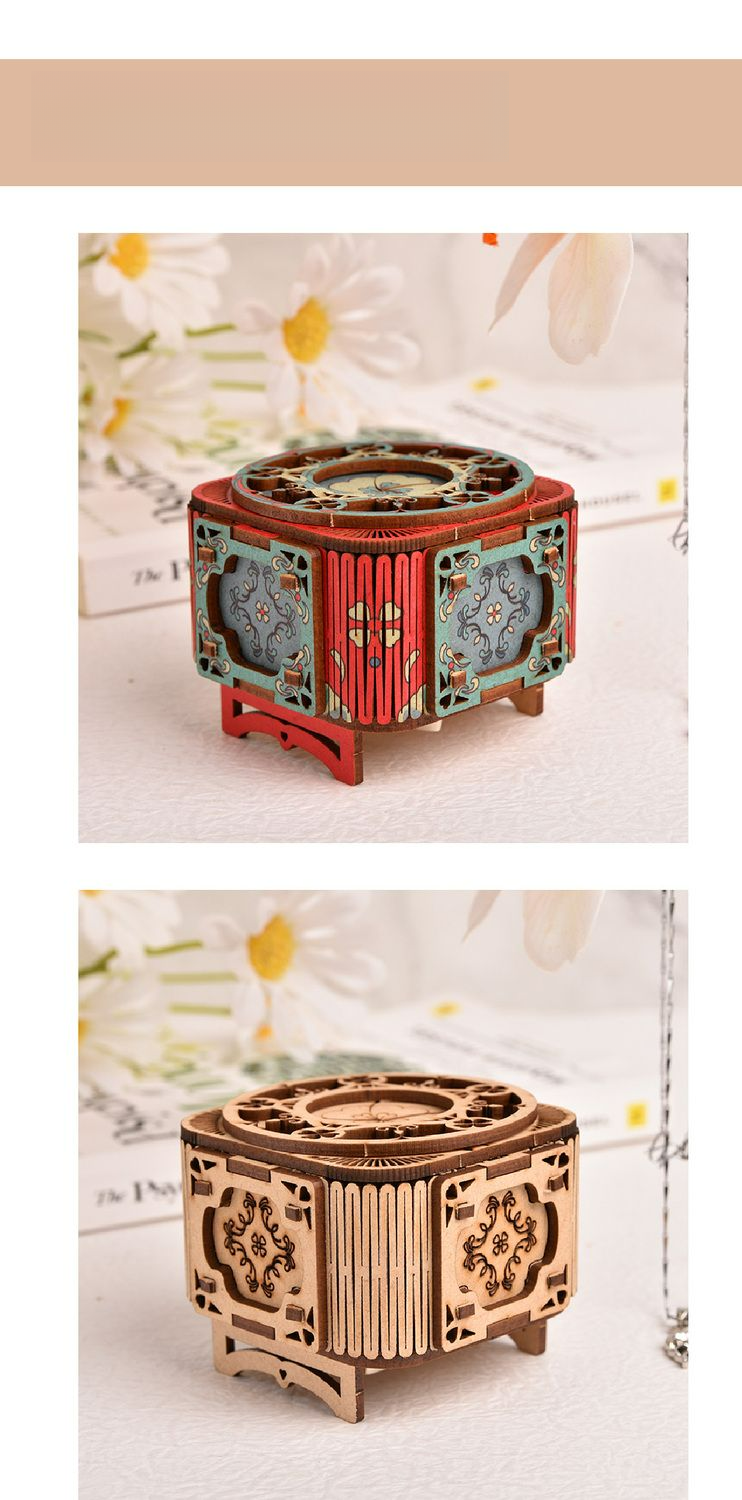 Exquisite Music Handmade DIY Flip Cover Eight-Tone Wooden Assembly Valentine's Day Confession Birthday Gift Box_voghion.com
