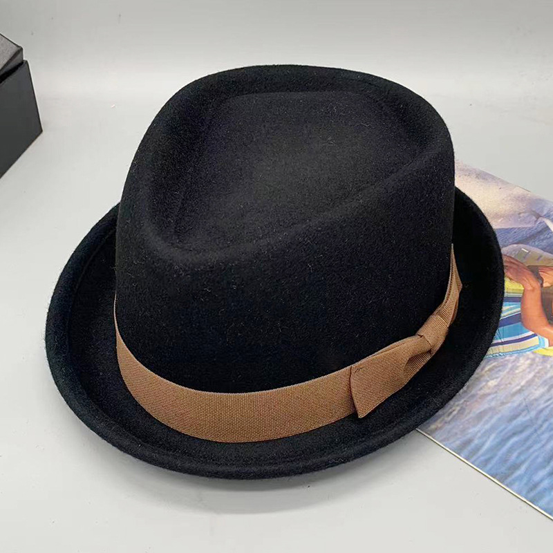 Woolen gem top bow with crimped edge for both men and women small hat personalized trendy hat_voghion.com