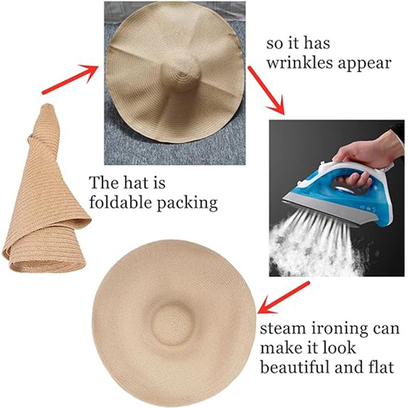 New Arrivals GEMVIE Summer Large Wide Brim Foldable Hats for Women Oversized Sun Shade Travel Straw Lady UV Protection Beach Hat_voghion.com