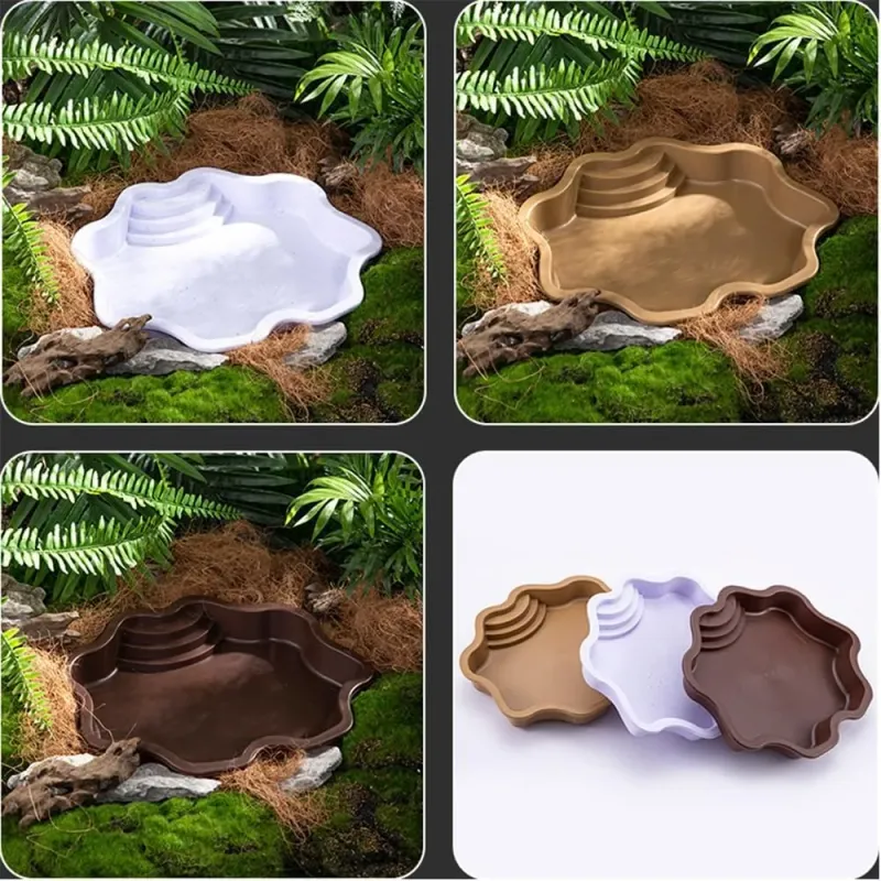 Aquatische Klettern Haustier Schildkröte Bad Pool Reptil Fütterung Gericht Wasser Topf Landschaft Aquarium Dekoration Schildkröte Lebensraum_voghion.com