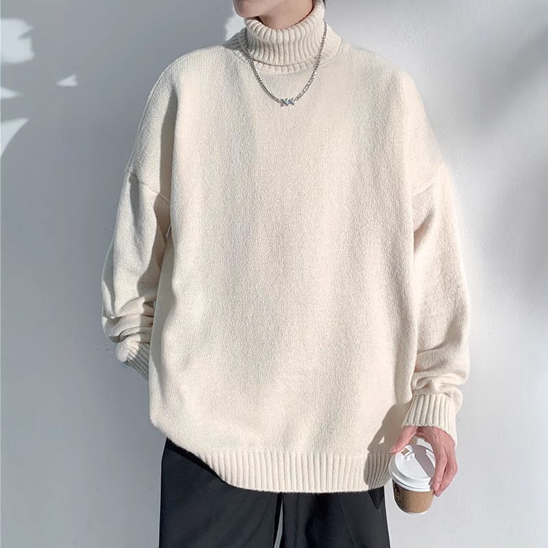 Neuer Rollkragenpullover für Herren im Herbst und Winter, dicker, lockerer, hübscher Pullover für Jugendliche, Oberbekleidung und Fadenjacke_voghion.com