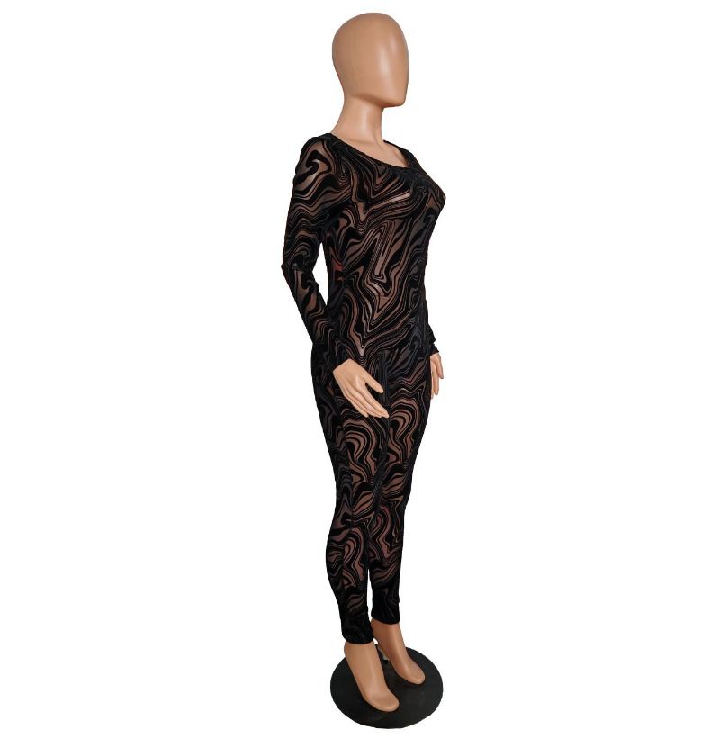 CN0226 Women's 2024 Autumn And Winter New Style Temperament Printed Sexy Big Backless Tight Jumpsuit_voghion.com