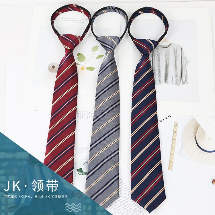 Cravatta giapponese JK/DK a righe in stile college per studenti, senza lacci, all'ingrosso_voghion.com