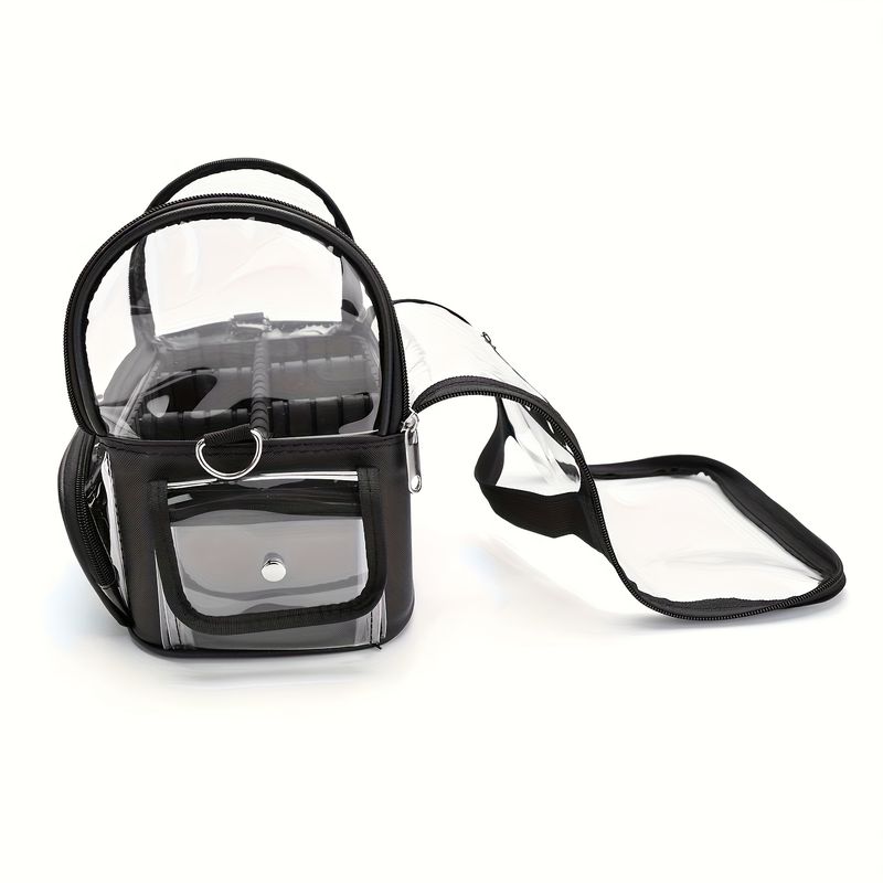 Professional Makeup Artist Crossbody Bag - Large Capacity Multi-Compartment Organizer With Detachable Touch-Up Pouch, Durable Black Portable Cosmetic_voghion.com