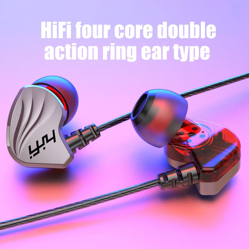 6D 4-Core Dual Moving Coil In-Ear 3.5mm HiFi Bass Wired Earphone Sports Earbuds_voghion.com