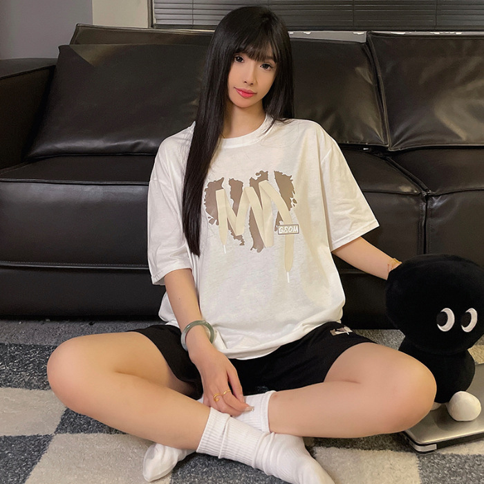 Pijamas minimalistas de algodón de verano para mujer, pantalones cortos de manga corta, se pueden usar al aire libre, nueva ropa de casa para hombre._voghion.com