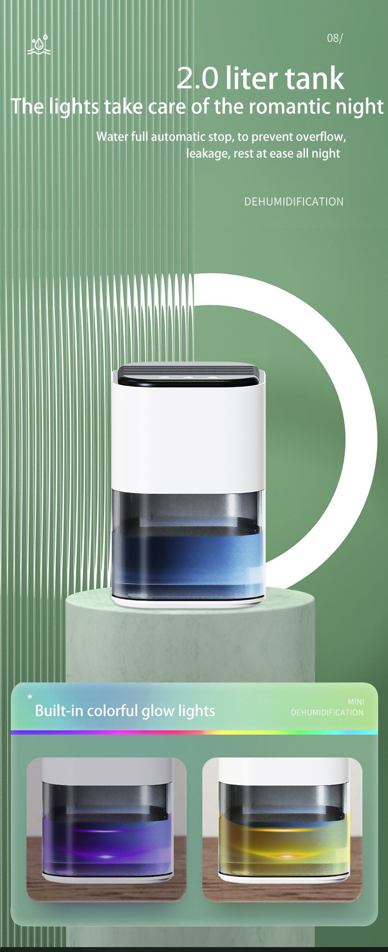 Nuovo deumidificatore 2024 per uso domestico - Deumidificatore per piccole camere da letto e seminterrati con assorbimento dell'umidità a risparmio energetico_voghion.com