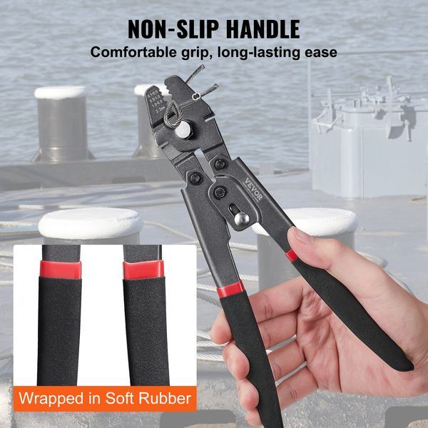 Wire Rope Crimping Tool And Cutter Up To 2.2mm Wire Cable Crimps, 1/64' - 3/32' Crimping Loop Sleeve Kit And 160pcs Aluminum Buckles, Fishing Crimp_voghion.com