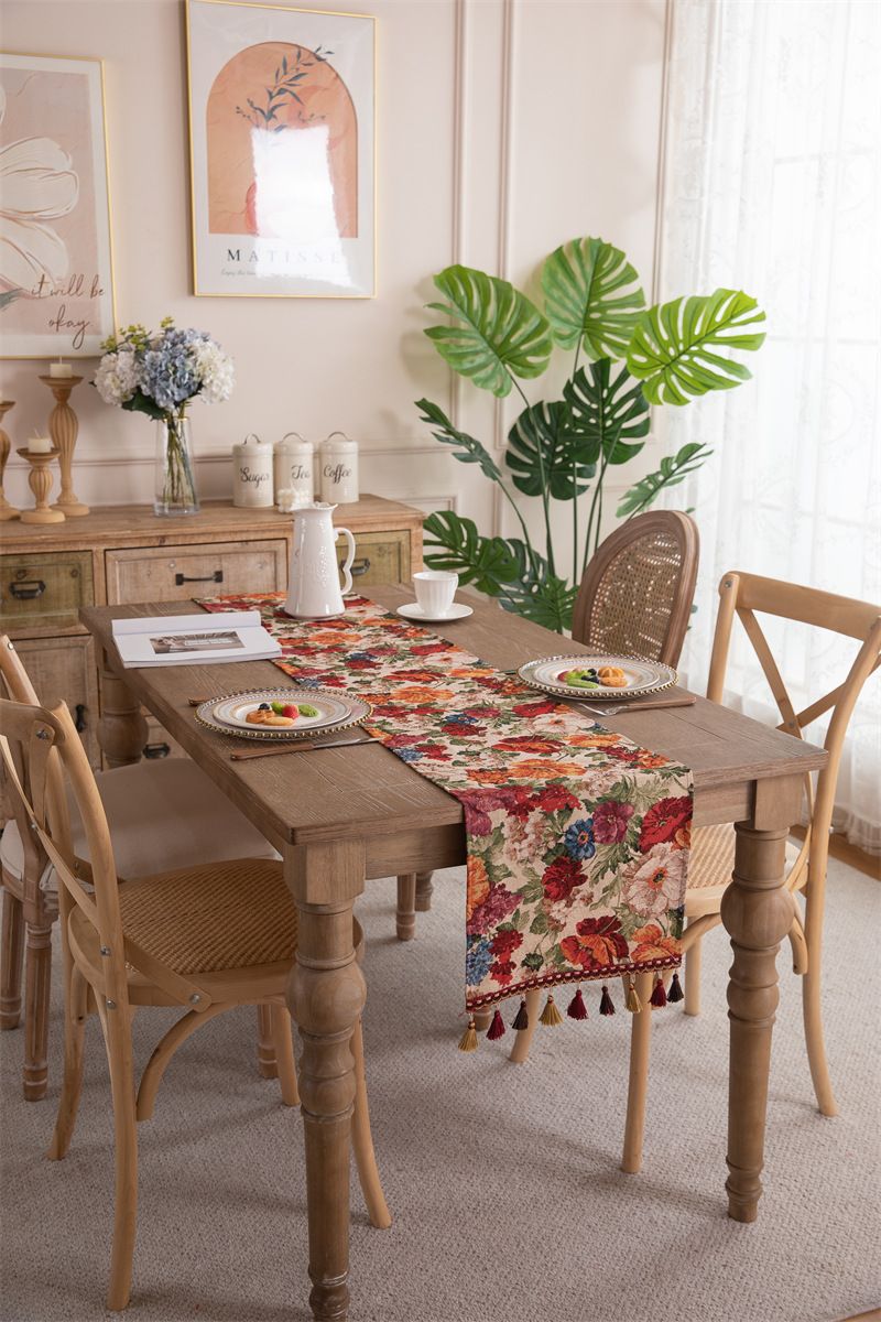 Nuovo copritavolo da caffè in stile americano con nappa in jacquard di poliestere, copriletto e copriletto_voghion.com
