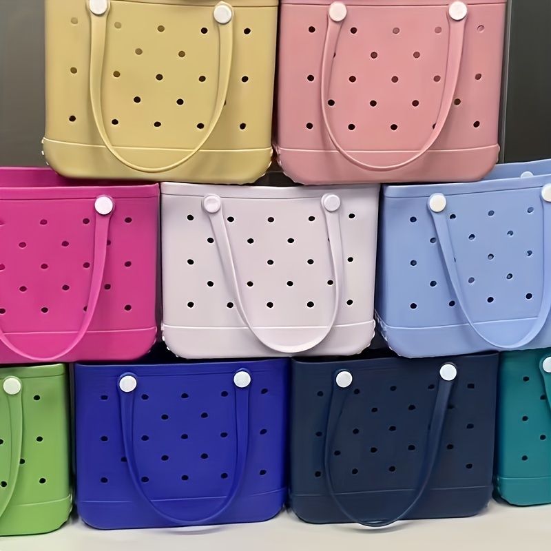 Brighten Up Your Beach Day with this Colorful EVA Hollow Out Beach Storage Handbag!_voghion.com