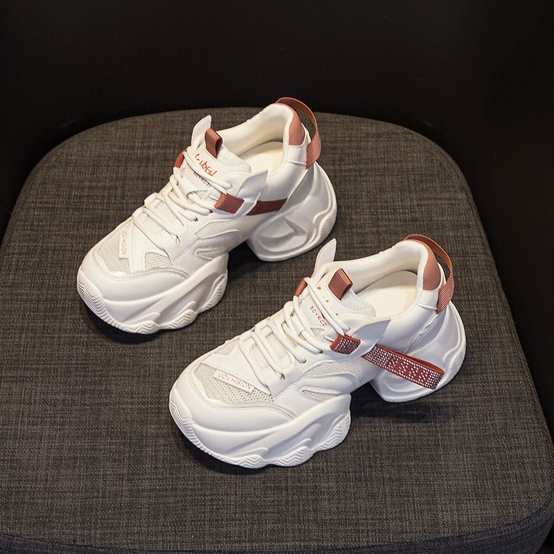 Thick-soled Transparent Mesh And Double-layer Mesh Heightening Dad Shoes Casual Versatile Style Small Women's Shoes_voghion.com