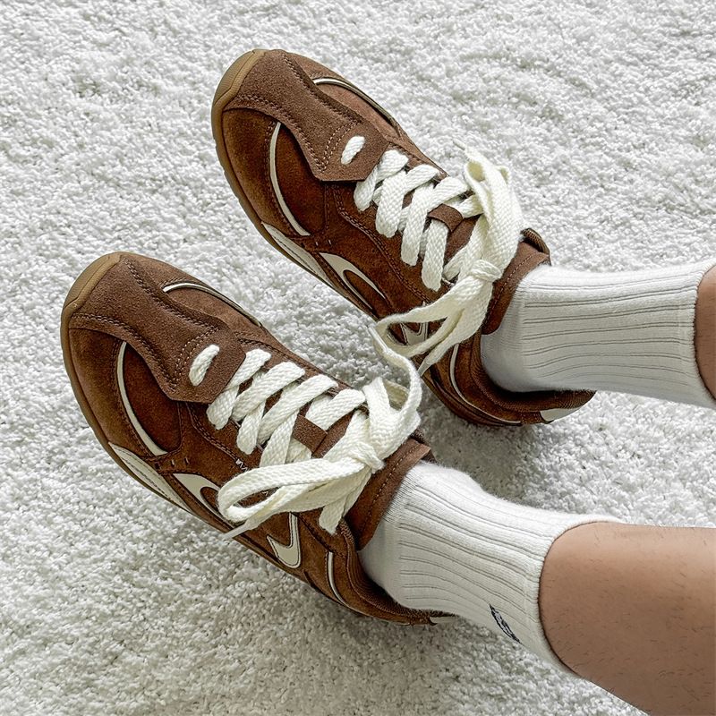 Gu Yun | Korean Version 2025 Autumn New Flat Bottomed German Training Women's Pink Brown Three Color Forrest Gump Casual_voghion.com