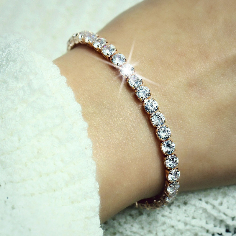 Yamaler Luxury Cubic Zircon Single Row Pull Slider Bracelet Femmes Bracelet Réglable_voghion.com