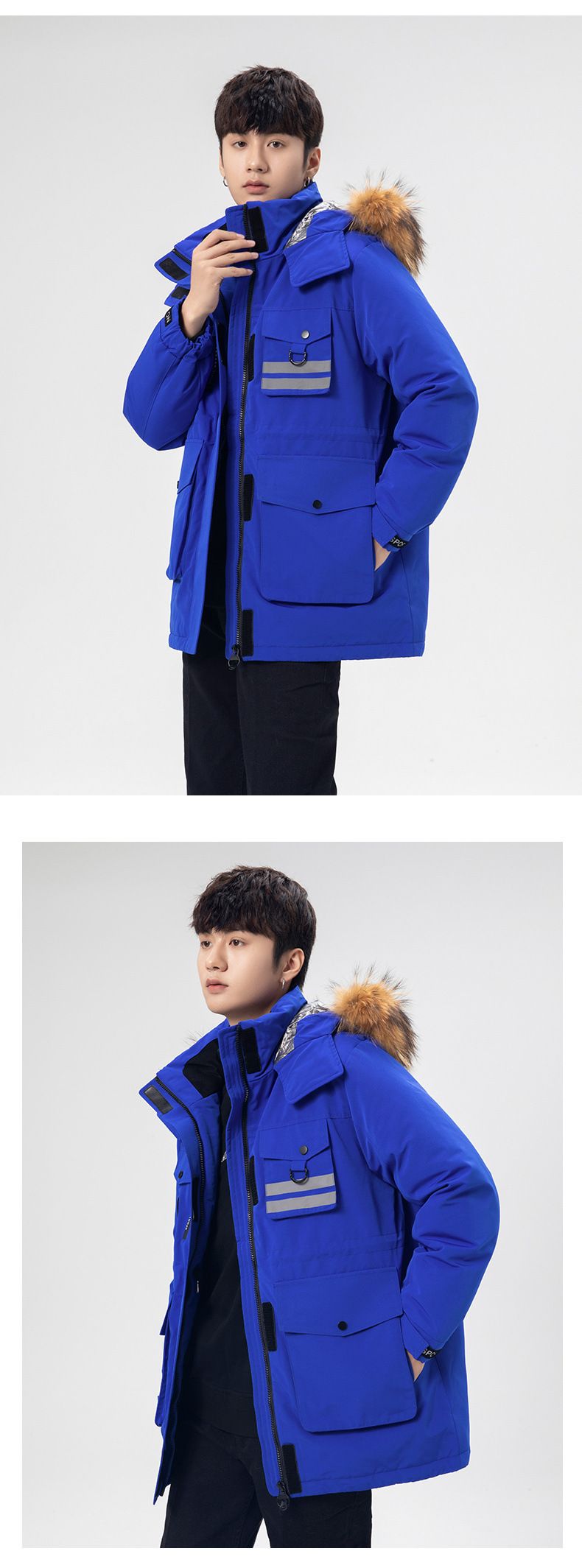 High Quality Down Jacket Men's Winter White Duck Down Thickened Fur Collar Jacket Casual Windbreaker Couple Workwear Party Jacket_voghion.com
