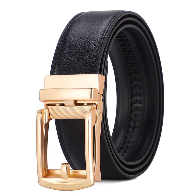 2024 New Fashion Versatile Leather Belt Men's Automatic Buckle Belt Cowhide Belt False Needle Buckle Belt_voghion.com