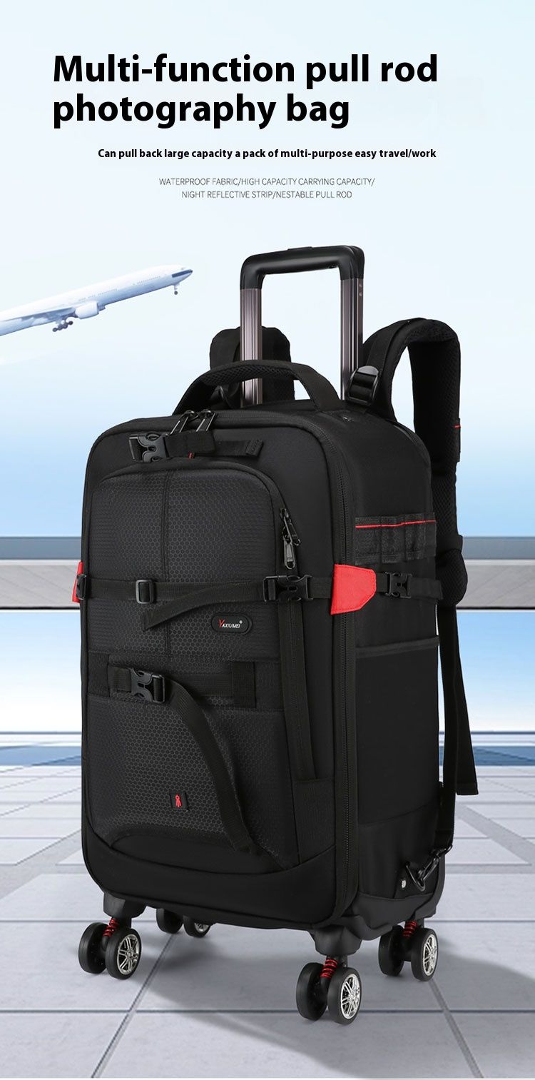 Camera Bag Waterproof Professional DSLR Suitcase Bag Video Photo Digital Camera Trolley Backpack On Wheels_voghion.com