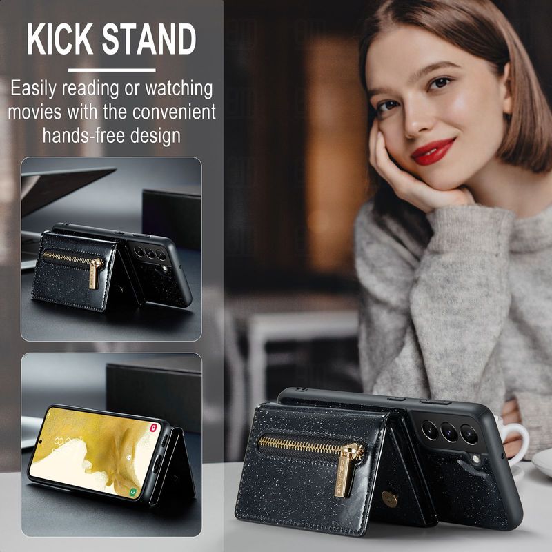 M3 per Samsung S22 portafoglio glitterato in pelle protettiva S22 Plus 2-in-1 custodia magnetica per telefono con ventosa_voghion.com