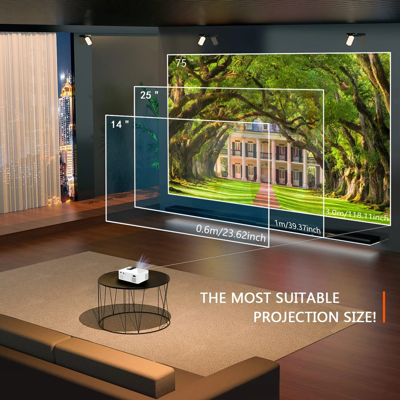 YT100 Wireless Mobile Phone Mini Full HD Video Projector, Portable Outdoor Indoor Projector_voghion.com