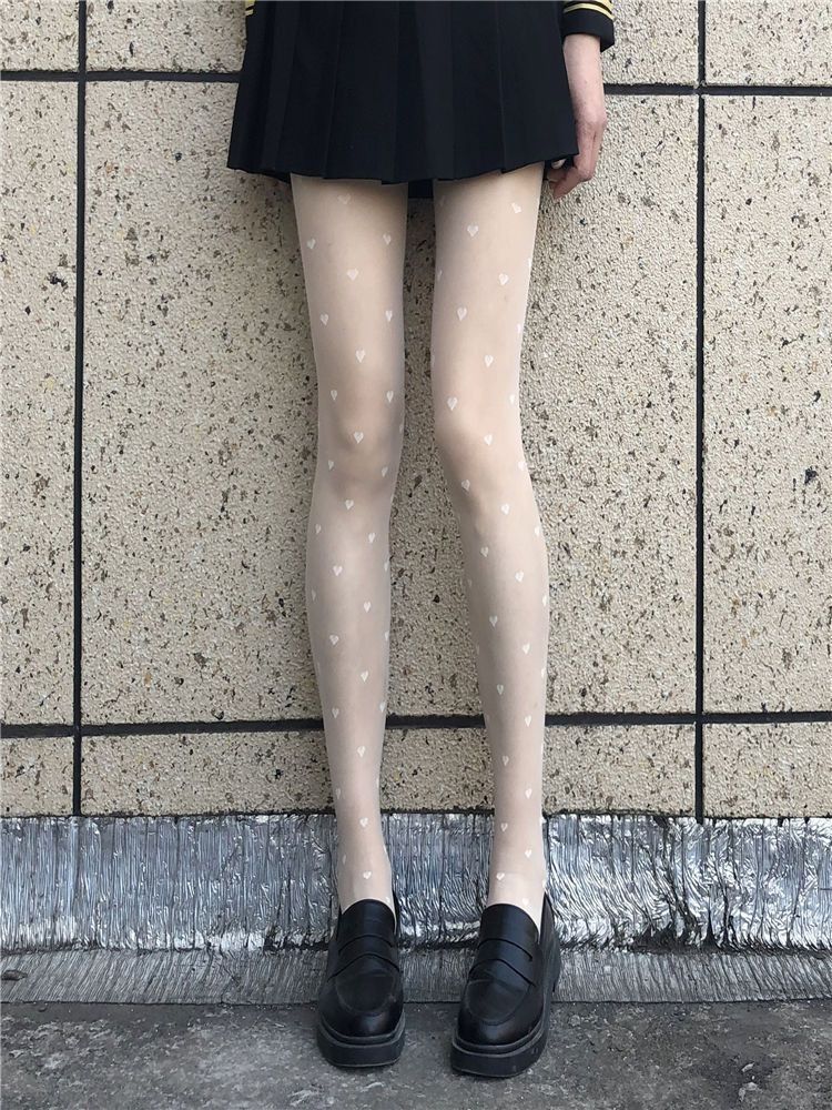 Bas fins en soie jacquard à motifs noirs, collants à pois, JK Lolita_voghion.com