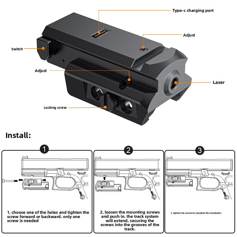 1043 Red Laser Sight G17 Up Down Left Right Mount Infrared Shockproof Waterproof Adjustable Rechargeable High Precision_voghion.com