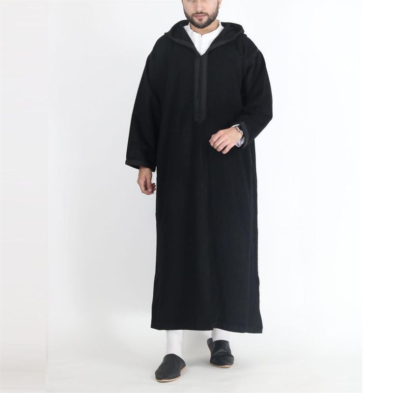 Vyriški drabužiai Arabiško stiliaus ilgi vyriški marškiniai su gobtuvu Musulmoniškas chalatas_voghion.com