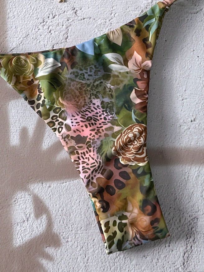 Maillot de bain fendu pour femme, sexy, imprimé, à lacets, dos nu, style rétro_voghion.com