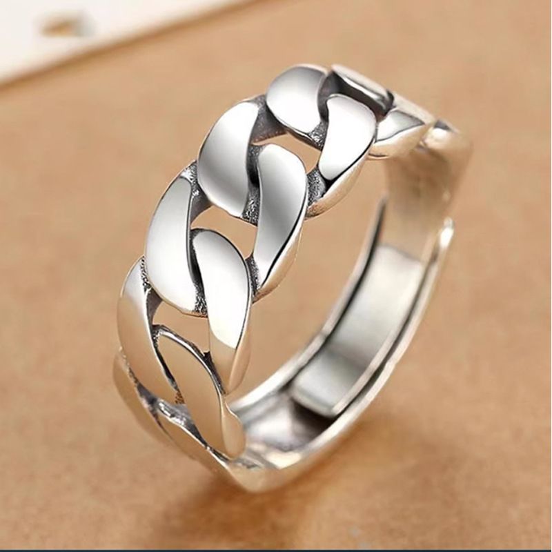 Woven Cuban Chain For Men Single Personality Cool Hip-Hop Punk Style Open Ring_voghion.com