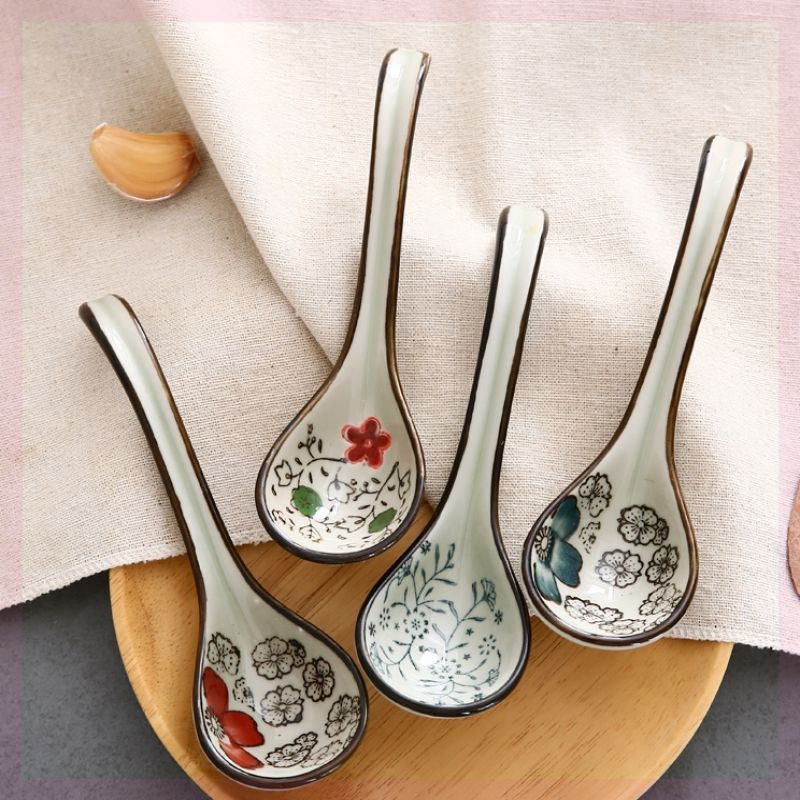 Cucchiaio da zuppa in ceramica - Grazioso mini cucchiaio per ramen/dessert/tè (set da 6, porcellana artigianale, per uso domestico e in ristorante)_voghion.com