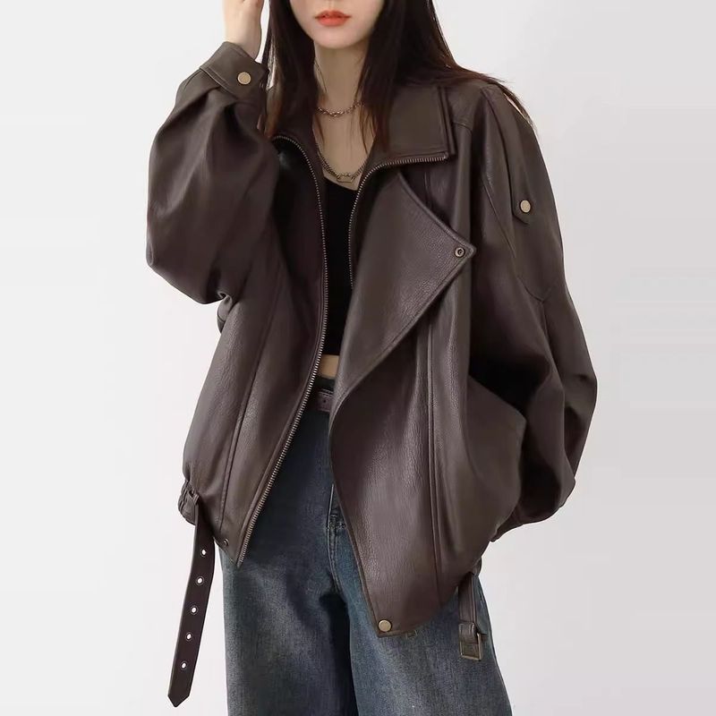 Giacca da motociclista in pelle Melard, nuova e resistente, in stile americano, da uomo e da donna, vestibilità ampia e versatile, per autunno e inverno_voghion.com