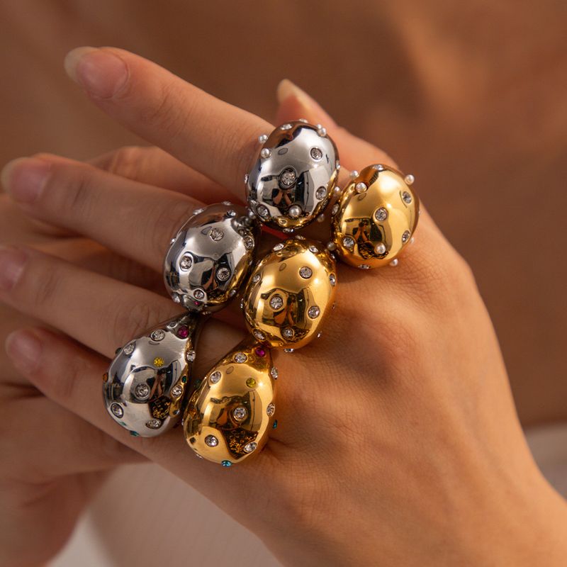 INS Network's Red Tide Flowing Gold Exaggerated Edition Edelstahl Offener Ring Leichter Luxus High-End-Schmuck_voghion.com
