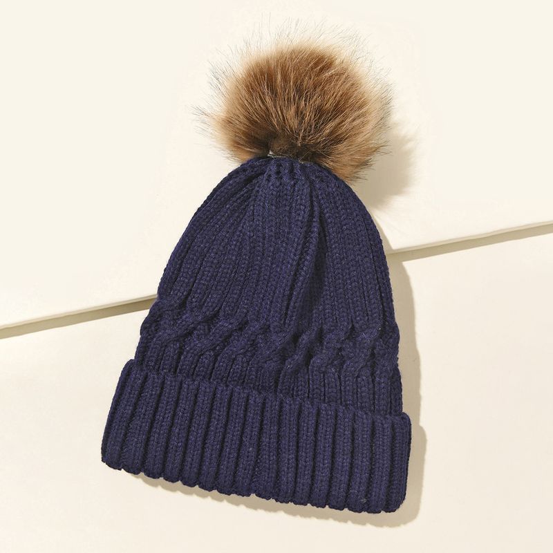 New Korean Style Women's Wool Knitted Hat Wholesale Autumn And Winter Warm Wool Ball Hat Thick Versatile Face Slimming Travel Hat_voghion.com